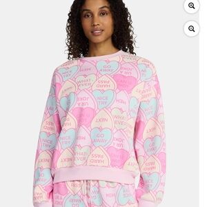 Pink Heart Patterned Sweatshirt